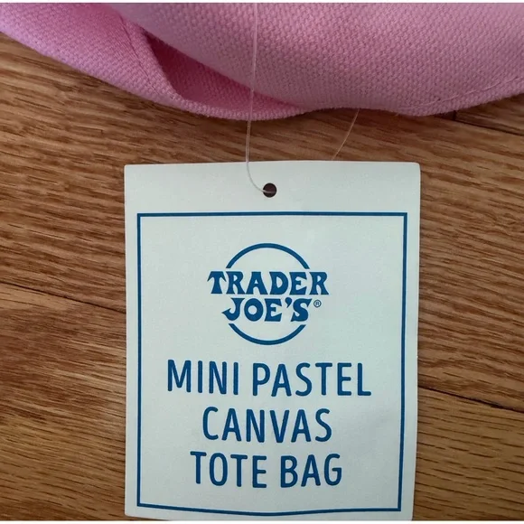 Trader Joe’s Mini Pastel Canvas Tote Bag Pink - Picture 2 of 4